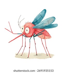 Estilizado Arte vectorial de dibujos animados de mosquitos, ideal para la concienciación de plagas de verano, campañas de salud o contenido educativo para niños.