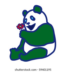 stylized cartoon panda - vector illustration
