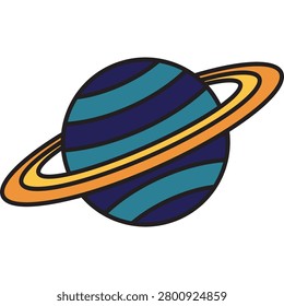 Stylized cartoon ringed planet