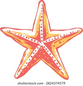 Stylized cartoon starfish with five coral-orange arms