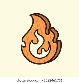 Stylized Cartoon Vector Illustration of a Wooden Flame Icon with a Playful Design Perfect for Various Creative Uses