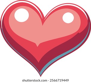 A stylized, cartoonish heart graphic in shades of red and a touch of teal