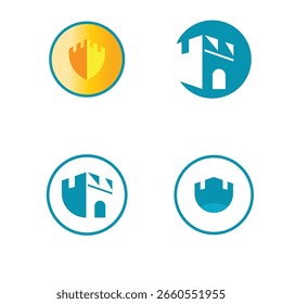 Stilisiertes Schloss Logo, Vektorgrafik und Symboldesign