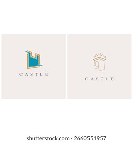 Stylized Castle logo vector and symbol design