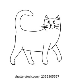 Stylized cat character. Outline drawing for coloring. Vector illustration.