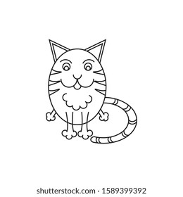 Stylized cat drawing icon. Line art design. Cute pet portrait.