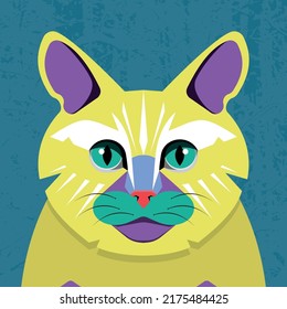 Stylized cat face, vector illustration.