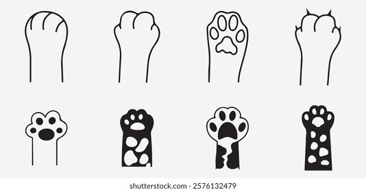 "Stylized Cat Feet Icons for Whimsical and Fun Design Projects"