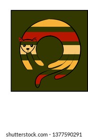 stylized cat in the form of a circle in the strip