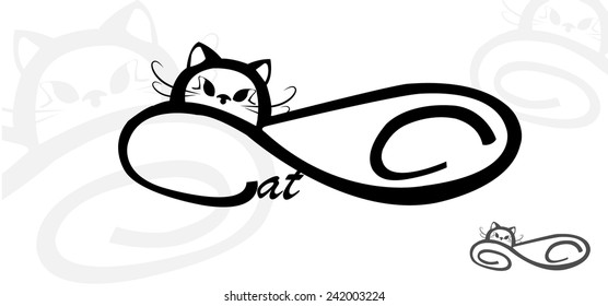 stylized cat, graphics black vector