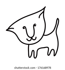stylized cat, kitten, vector illustration,  drawing a line