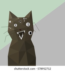 stylized cat with many eyes. vector