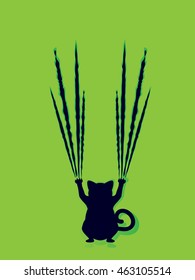 Stylized cat silhouette with claw scratches marks.