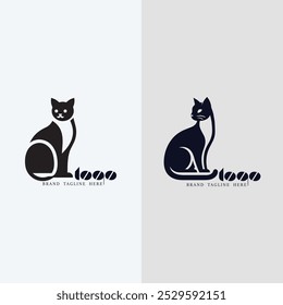 Stylized Cat Silhouettes for Branding and Logos, Pet-Themed Cat Logo Designs for Business Identity, 
