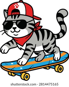 Stylized cat skater and
