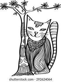 Stylized cat, vector illustration.