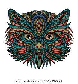 Stylized cat zentangle background vector