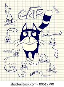 Stylized cats in different emotions