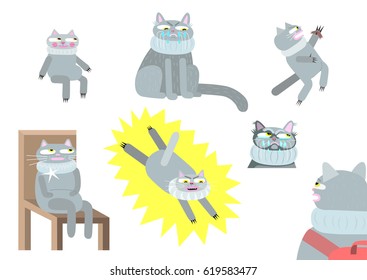 Stylized Cats Different Poses Vector Illustration Stock Vector (Royalty ...