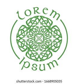 Stylized Celtic knot, vector emblem logo template