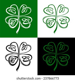 Stylized Celtic Shamrock Clover St. Patrick Set