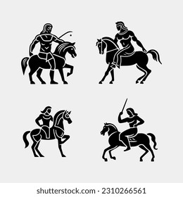 Stylized centaur warrior illustration vector isolated on white