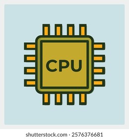 Stylized Central Processing Unit Illustration with Distinctive Pins and CPU Label Design