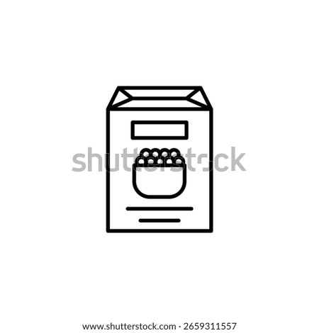 Stylized Cereal Package Line Art Icon For Breakfast Or Snack Time