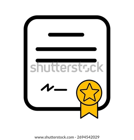 Stylized Certificate Icon with Star Badge