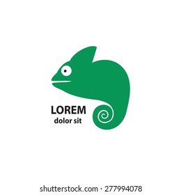 Stylized chameleon on a light background. Logo design for the company.