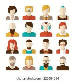 Stylized character people avatars in flat style for social networks