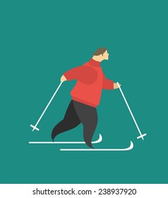 stylized characters is a man on skis