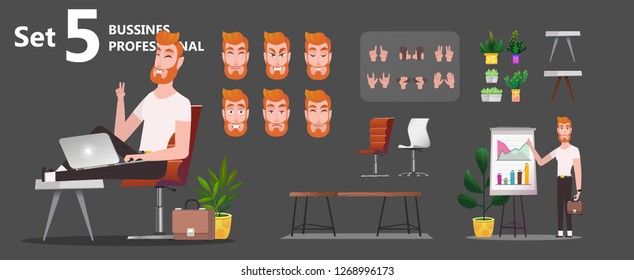 Stylized characters set for animation. Different profession indoor - Retail salespeople, Office clerks, Customer service representatives. Cartoon flat design, simple style -  vector
