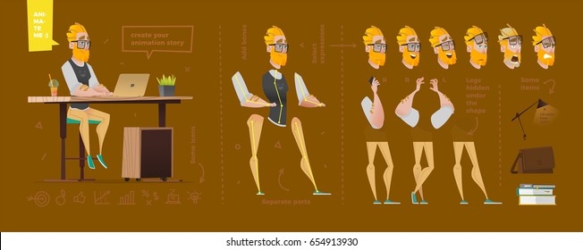 Stylized characters set for animation. Some parts of body