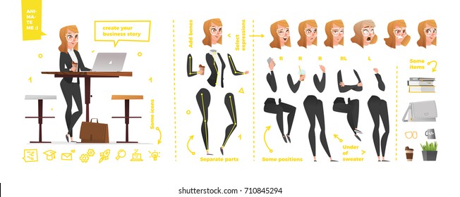 Stylized characters set for animation. Some parts of body for rig