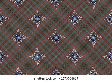 Stylized checkered background with patterns for prints, fabrics, designs, clothes. The basis of the background is the Young Tartan