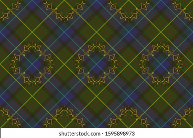 Stylized checkered background with patterns for prints, fabrics, designs, clothes. The basis is California tartan