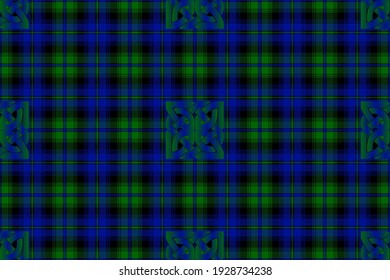 Stylized checkered background with patterns for prints, fabrics, designs, clothes. The basis of the background is the Scottish Tartan