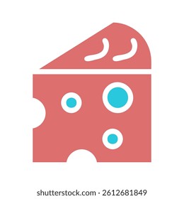 Stylized cheese wedge icon with abstract holes and textured surface design