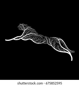 Stylized cheetah pattern, bushes, twigs and leaves for used for wallpaper; printing on the packaging paper; textiles.