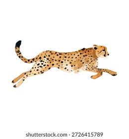 Stylized cheetah running with speed and grace. Perfect for nature, wildlife, or children's book illustrations and educational content.
