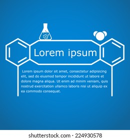 Stylized chemical headline on gradient background, 2d illustration, vector, eps 8