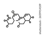 Stylized chemical structure with hexagonal rings and functional groups, ideal for scientific-themed designs and educational materials.