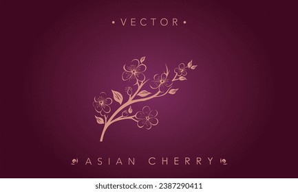 Stylized Cherry Blossom Branch Vector Illustration