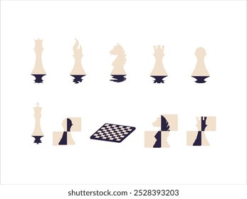 Stylized Chess Sport Illustration Set