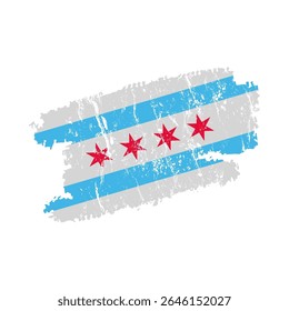 stylized chicago flag with grunge effect – vintage city flag – vector illustration