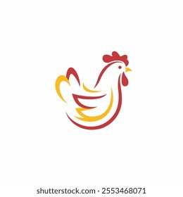 Stylized chicken logo with bold yellow and red
