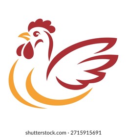 Logotipo estilizado del pollo con colores amarillos y rojos audaces