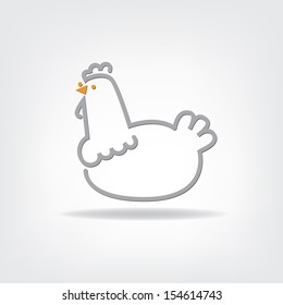 stylized chicken on a gray background, vector illustration. Company logo design.