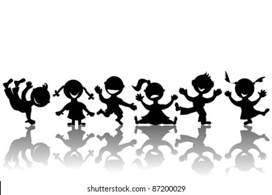 Stylized children silhouettes
